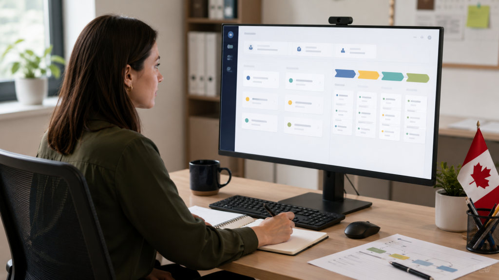 Small business owner reviewing lead intake details as part of AI systems for small business.