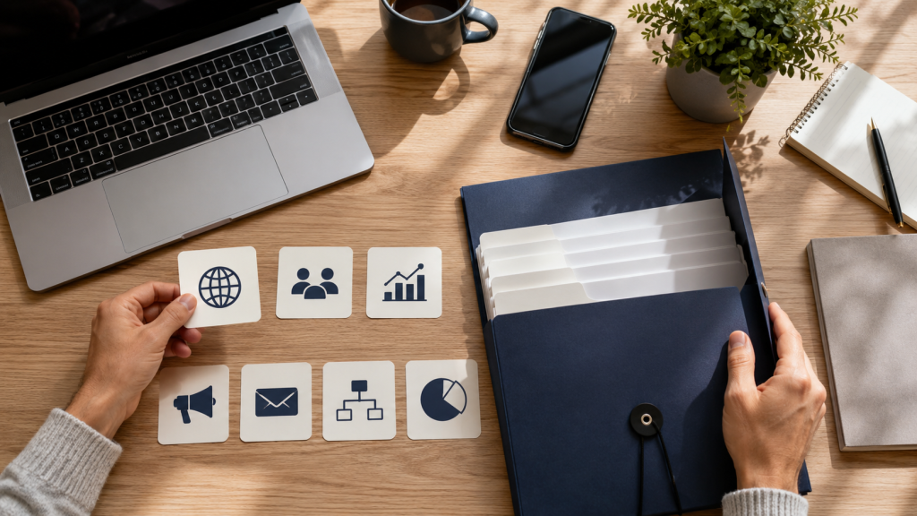 Business owner organizing account and data ownership to avoid long-term marketing contract red flags.
