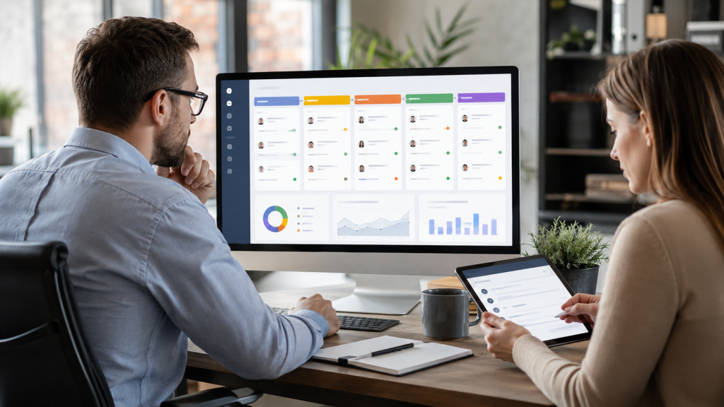 Website redesign strategy connected to CRM lead tracking and follow up visibility.