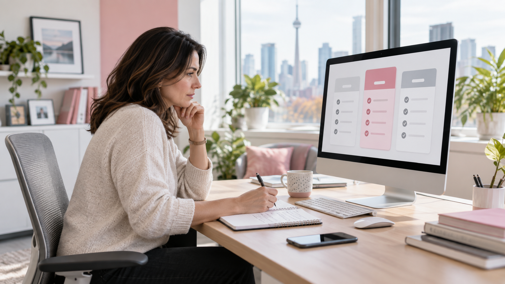 Small business owner reviewing HubSpot pricing for small business across several software plan options