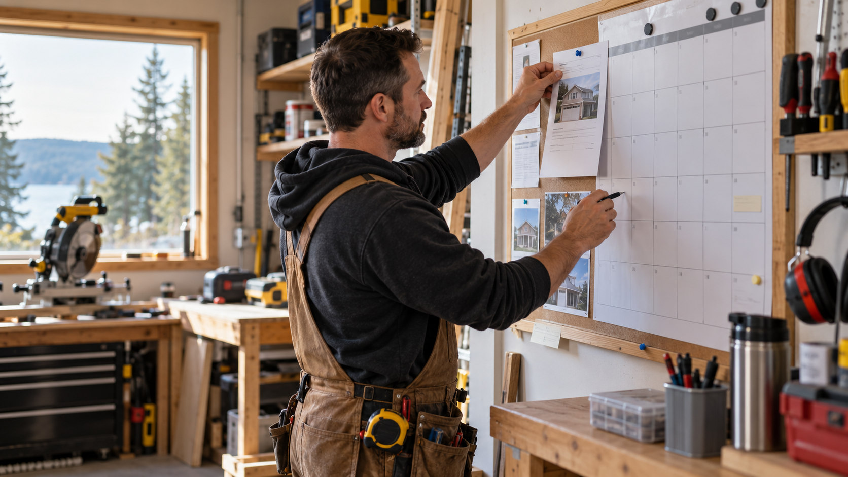 A trades business owner puts a quote on a planning board to avoid lead leakage after sending a proposal.