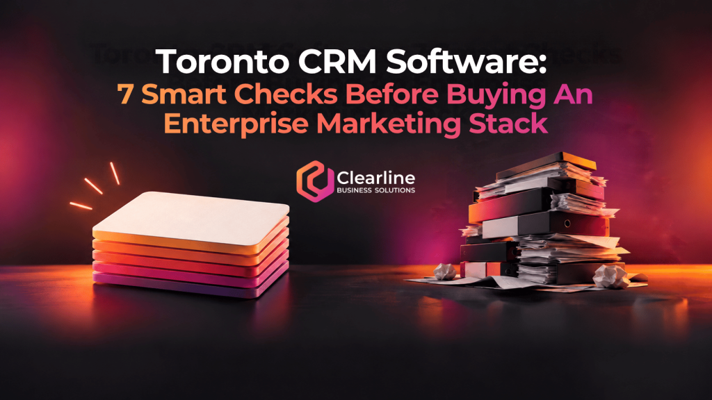Toronto CRM software featured graphic comparing a focused stack with a crowded enterprise marketing stack