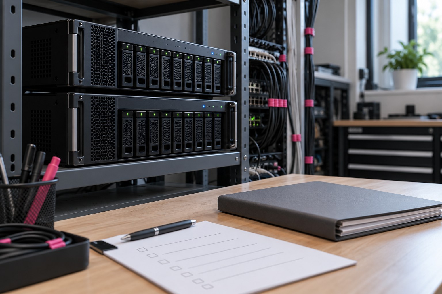 Backup equipment and a review checklist illustrate recovery planning after the ConnectWise Cloud Backup breach