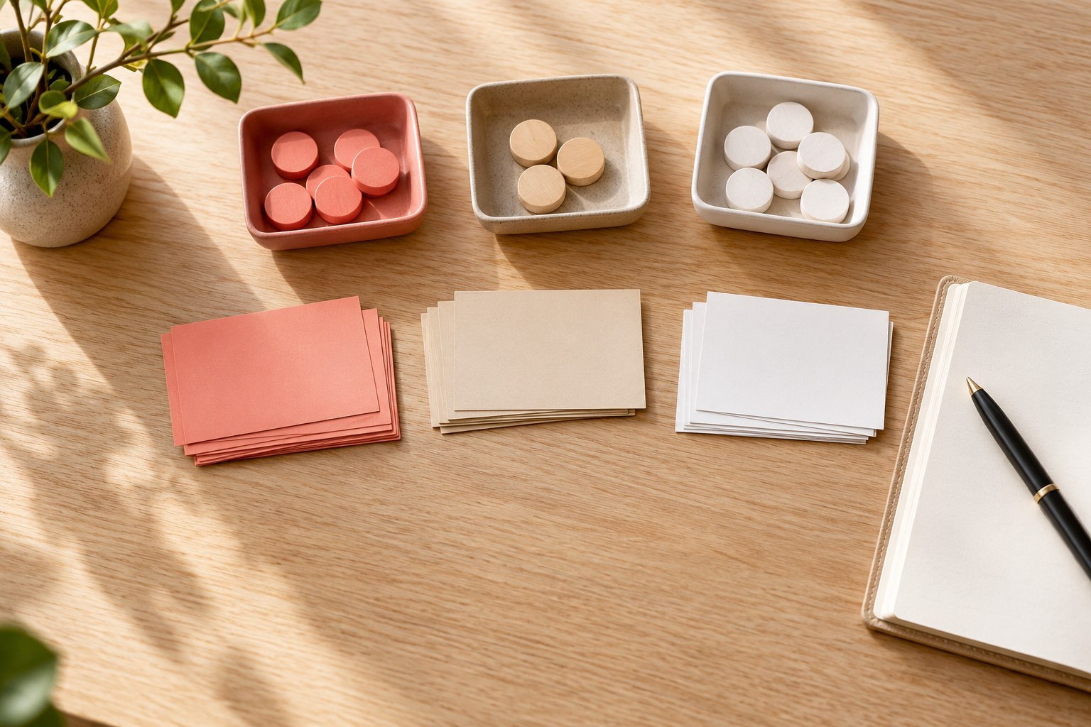 Cards and tokens represent a referral system review of opportunity quality and next actions.