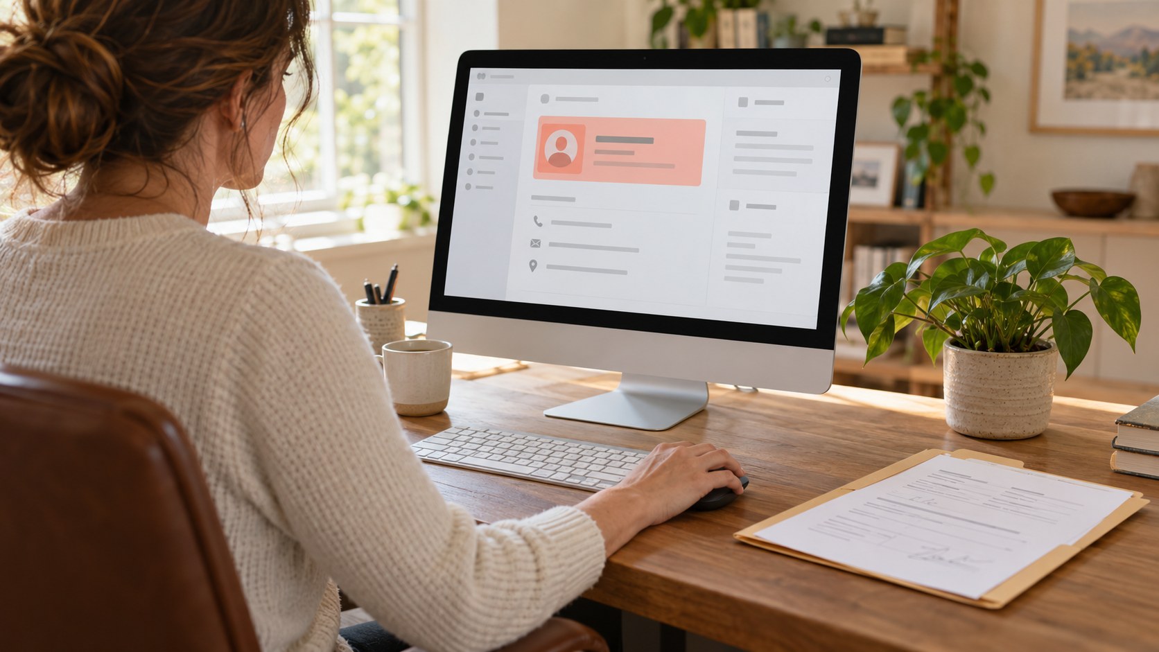 A CRM record and original inquiry provide customer context for a sales handoff.