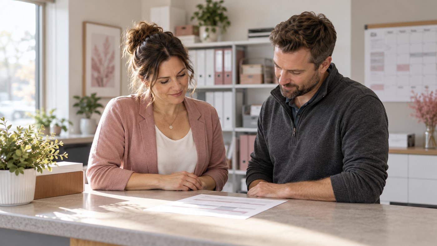 Business owner reviewing software subscriptions against the work her team needs to complete